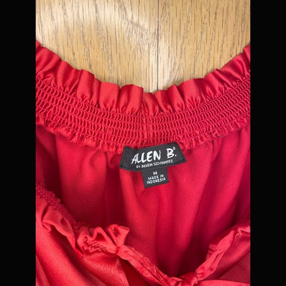 Allen B. Red Silky Blouse Size M - Picture 3 of 5